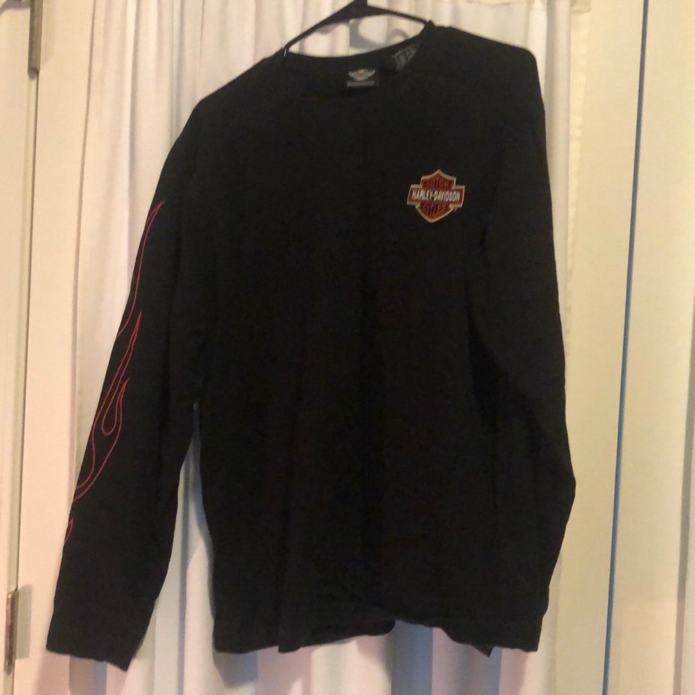 Harley Davis embroidered long sleeve heavy T-shirt